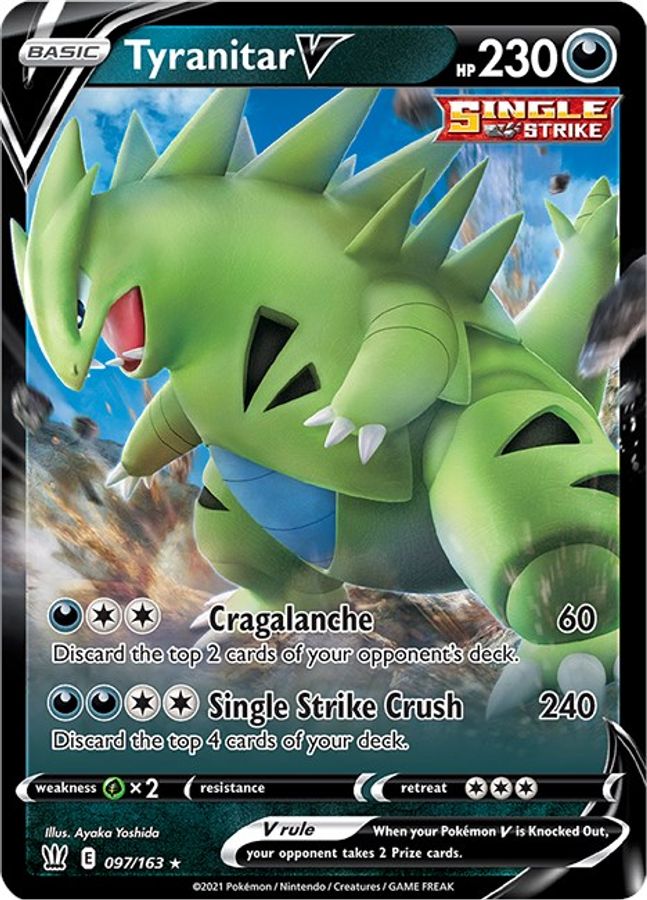 Buy Pokemon cards Australia - Tyranitar V 097/163 - Premium Raw Card from Monster Mart - Pokémon Card Emporium - Shop now at Monster Mart - Pokémon Cards Australia. Battle Styles, NEW 20 May