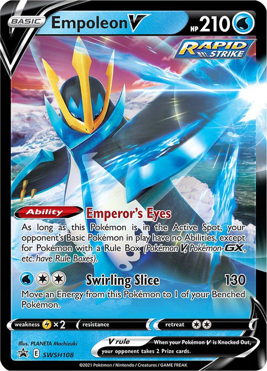 Buy Pokemon cards Australia - Empoleon V SWSH108 - Premium Raw Card from Monster Mart - Pokémon Card Emporium - Shop now at Monster Mart - Pokémon Cards Australia. NEW 21 Nov, Promo, Sword & Shield Promo