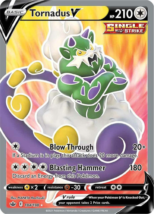 Buy Pokemon cards Australia - Tornadus V 184/198 - Premium Raw Card from Monster Mart - Pokémon Card Emporium - Shop now at Monster Mart - Pokémon Cards Australia. Chilling Reign, Full Art, NEW 10 Oct