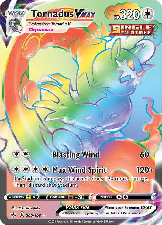 Buy Pokemon cards Australia - Tornadus VMAX 209/198 - Premium Raw Card from Monster Mart - Pokémon Card Emporium - Shop now at Monster Mart - Pokémon Cards Australia. Chilling Reign, NEW 8 May, Rainbow, Secret Rare, VMAX