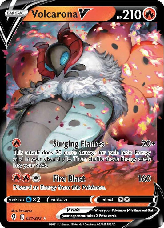 Buy Pokemon cards Australia - Volcarona V 021/203 - Premium Raw Card from Monster Mart - Pokémon Card Emporium - Shop now at Monster Mart - Pokémon Cards Australia. Evolving Skies, NEW 22 Jul