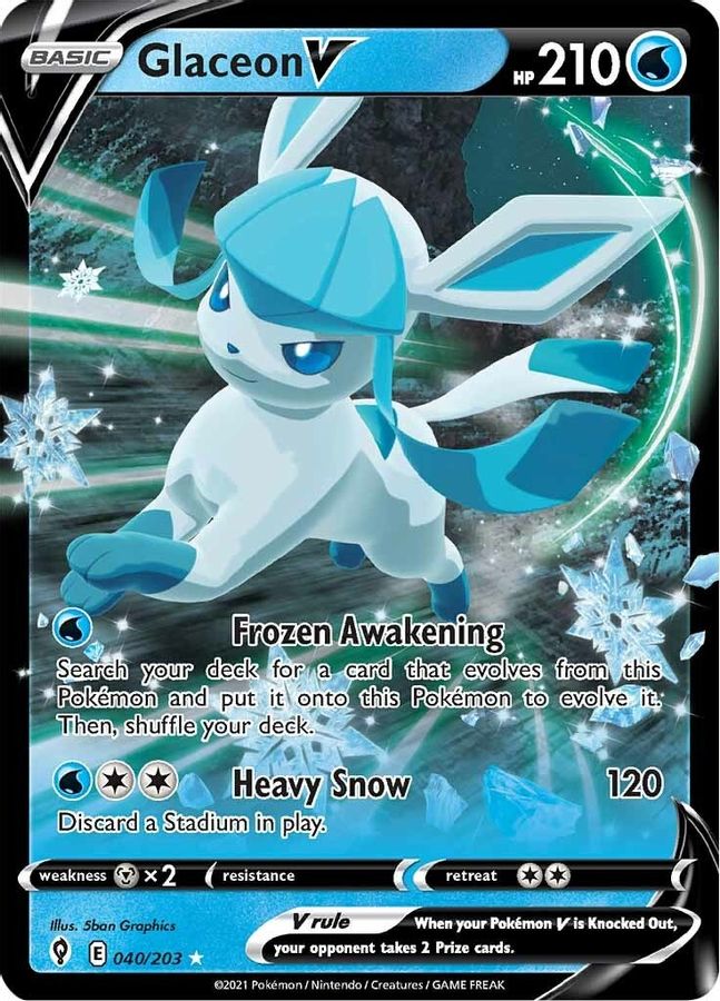 Buy Pokemon cards Australia - Glaceon V 040/203 - Premium Raw Card from Monster Mart - Pokémon Card Emporium - Shop now at Monster Mart - Pokémon Cards Australia. Evolving Skies, MMB50, New 8 Apr