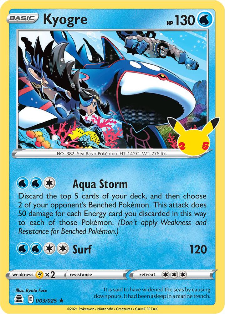 Buy Pokemon cards Australia - Kyogre Holo 003/025 - Premium Raw Card from Monster Mart - Pokémon Card Emporium - Shop now at Monster Mart - Pokémon Cards Australia. Celebrations, Holo, NEW 9 Sep