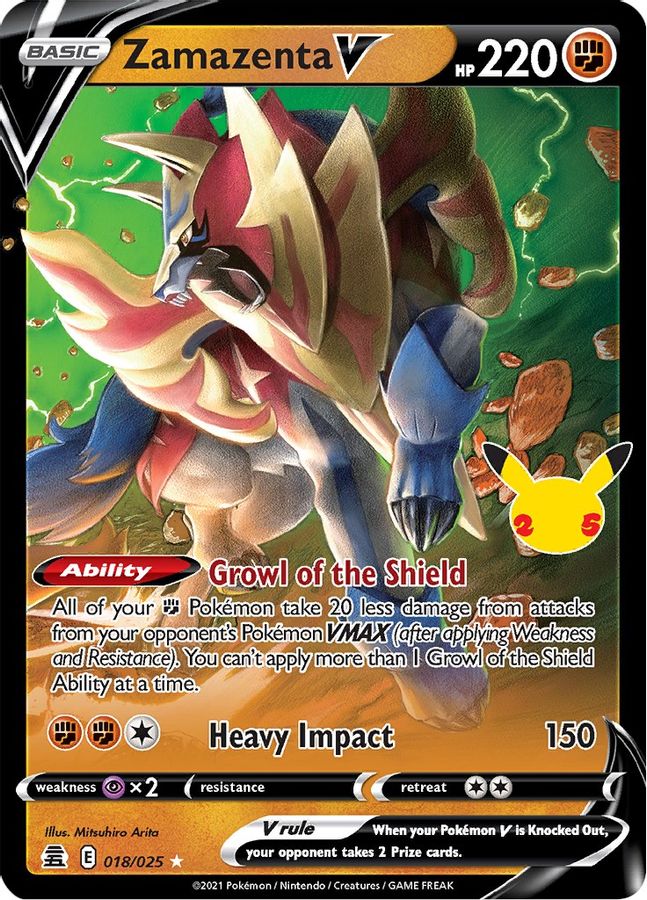 Buy Pokemon cards Australia - Zamazenta V 018/025 - Premium Raw Card from Monster Mart - Pokémon Card Emporium - Shop now at Monster Mart - Pokémon Cards Australia. Celebrations, NEW 20 May