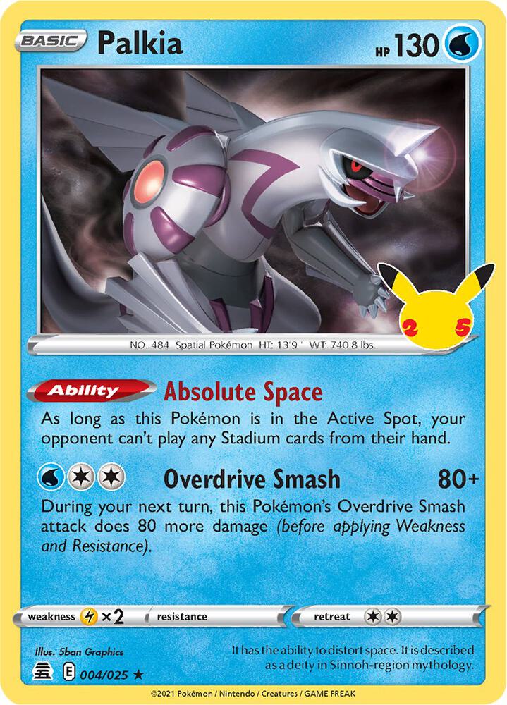 Buy Pokemon cards Australia - Palkia Holo 004/025 - Premium Raw Card from Monster Mart - Pokémon Card Emporium - Shop now at Monster Mart - Pokémon Cards Australia. Celebrations, Holo, NEW 28 Aug