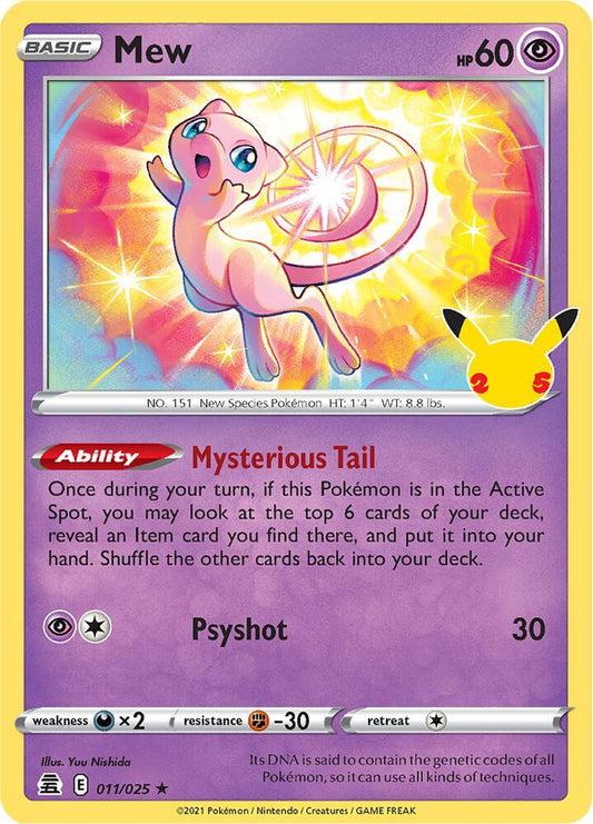 Buy Pokemon cards Australia - Mew Holo 011/025 - Premium Raw Card from Monster Mart - Pokémon Card Emporium - Shop now at Monster Mart - Pokémon Cards Australia. Celebrations, Holo, NEW 13 Aug