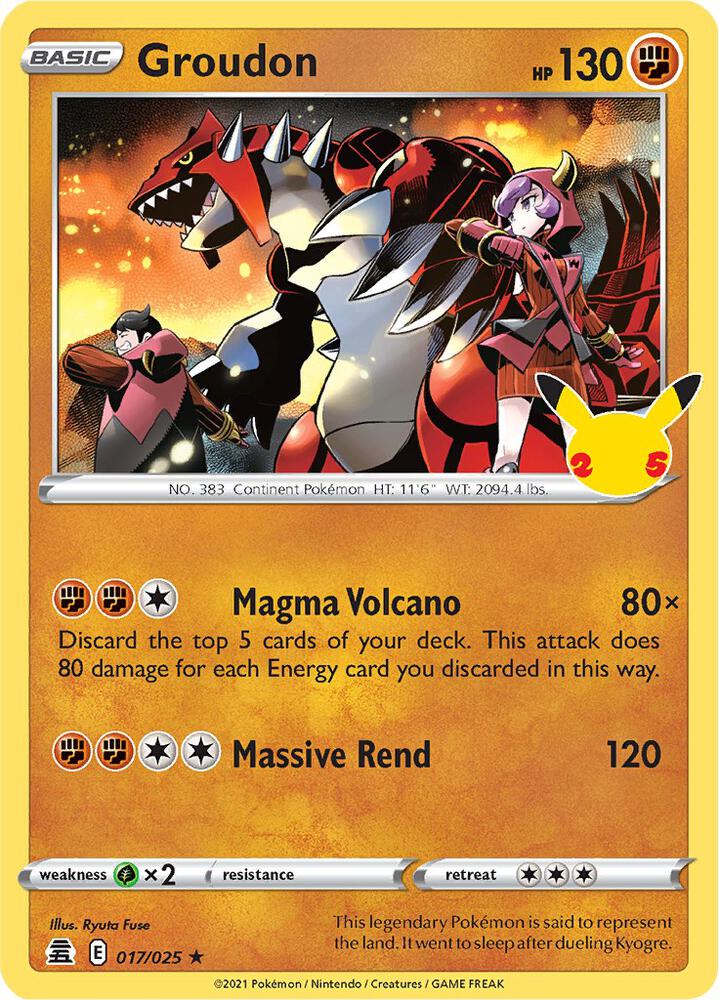 Buy Pokemon cards Australia - Groudon Holo 017/025 - Premium Raw Card from Monster Mart - Pokémon Card Emporium - Shop now at Monster Mart - Pokémon Cards Australia. Celebrations, Holo, NEW 28 Aug