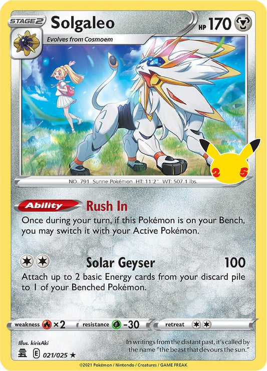 Buy Pokemon cards Australia - Solgaleo Holo 021/025 - Premium Raw Card from Monster Mart - Pokémon Card Emporium - Shop now at Monster Mart - Pokémon Cards Australia. Celebrations, Holo, NEW 28 Aug