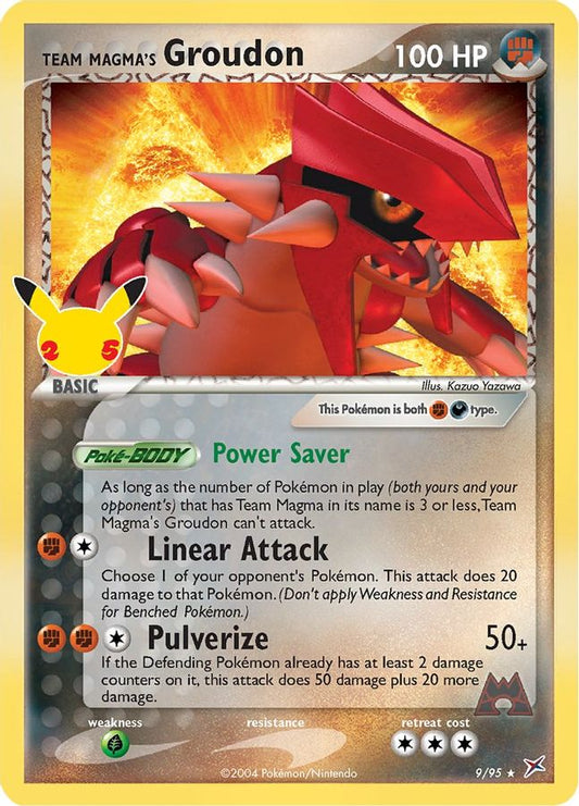 Buy Pokemon cards Australia - Groudon Holo 9/95 - Premium Raw Card from Monster Mart - Pokémon Card Emporium - Shop now at Monster Mart - Pokémon Cards Australia. Celebrations, Classic Collection, NEW 20 May