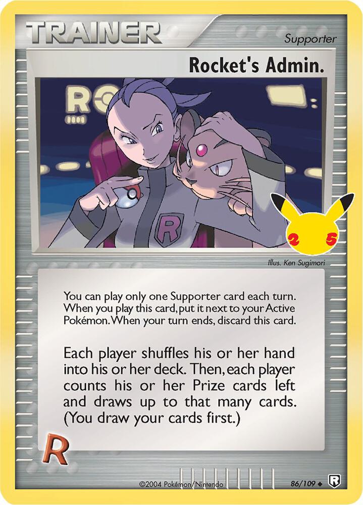 Buy Pokemon cards Australia - Rocket's Admin 86/109 - Premium Raw Card from Monster Mart - Pokémon Card Emporium - Shop now at Monster Mart - Pokémon Cards Australia. Celebrations, Classic Collection, NEW 8 Aug