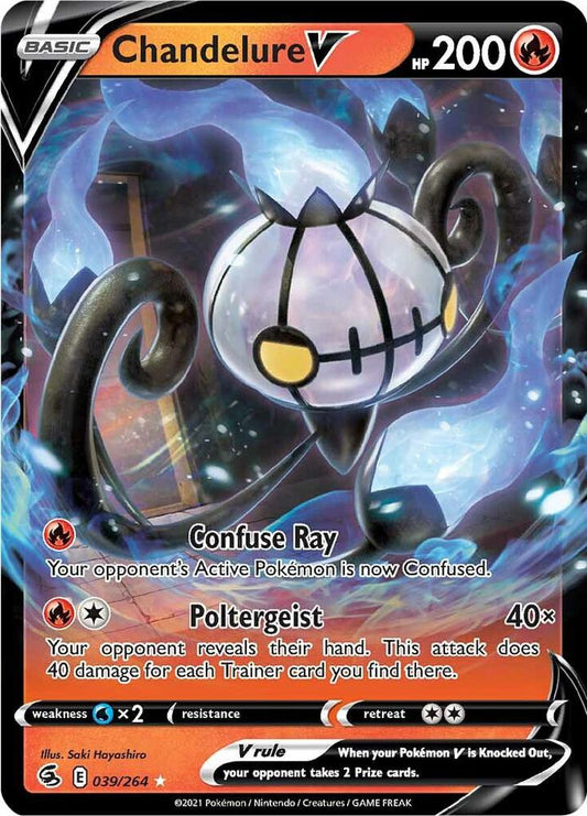 Buy Pokemon cards Australia - Chandelure V 039/264 - Premium Raw Card from Monster Mart - Pokémon Card Emporium - Shop now at Monster Mart - Pokémon Cards Australia. Fusion Strike, NEW 13 Aug