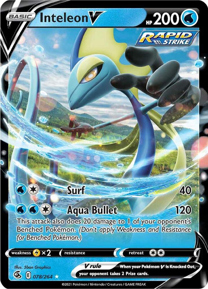 Buy Pokemon cards Australia - Inteleon V 078/264 - Premium Raw Card from Monster Mart - Pokémon Card Emporium - Shop now at Monster Mart - Pokémon Cards Australia. Fusion Strike, NEW 22 Jul