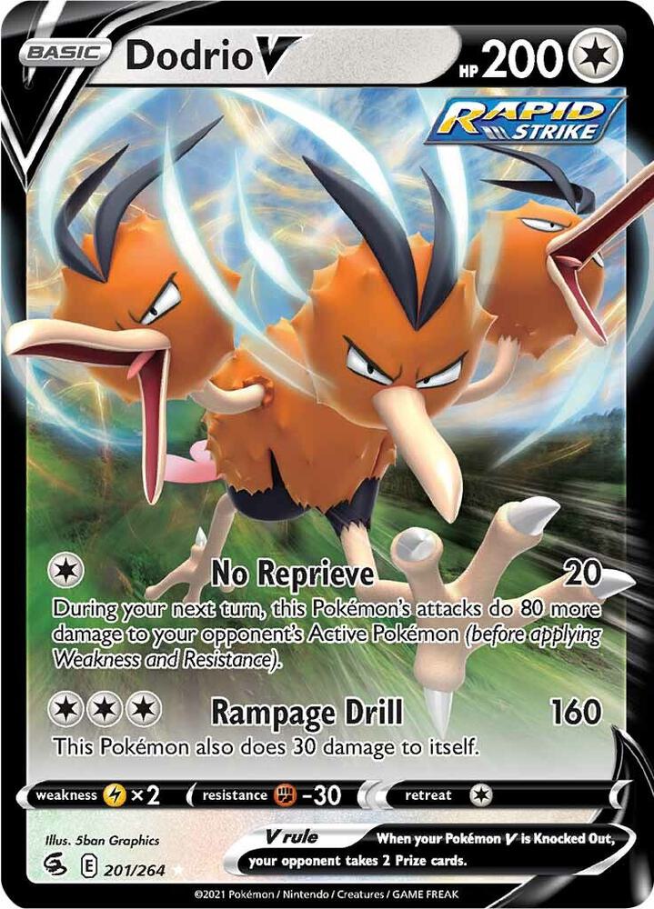 Buy Pokemon cards Australia - Dodrio V 201/264 - Premium Raw Card from Monster Mart - Pokémon Card Emporium - Shop now at Monster Mart - Pokémon Cards Australia. Fusion Strike, NEW 13 Aug