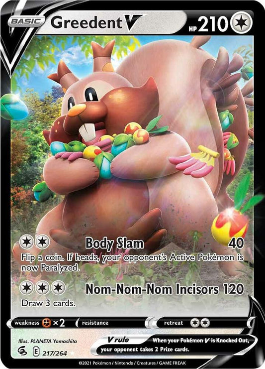 Buy Pokemon cards Australia - Greedent V 217/264 - Premium Raw Card from Monster Mart - Pokémon Card Emporium - Shop now at Monster Mart - Pokémon Cards Australia. Fusion Strike, NEW 16 Aug