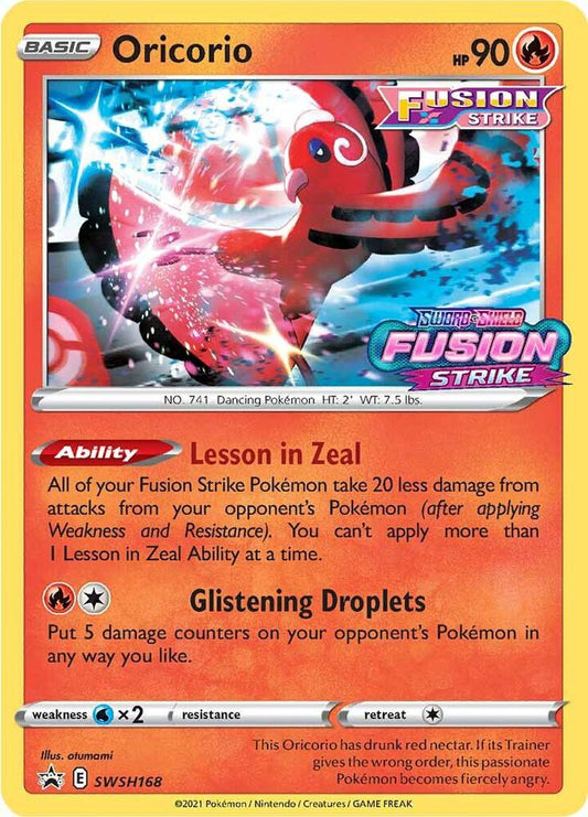 Buy Pokemon cards Australia - Oricorio SWSH168 - Premium Raw Card from Monster Mart - Pokémon Card Emporium - Shop now at Monster Mart - Pokémon Cards Australia. NEW 22 Nov, Promo, Sword & Shield Promo