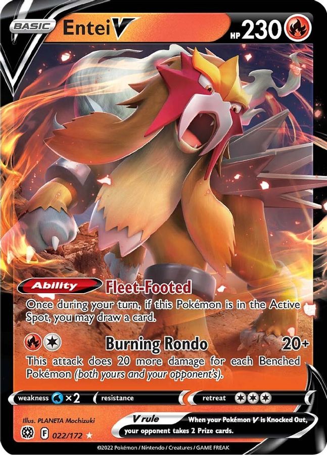 Buy Pokemon cards Australia - Entei V 022/172 - Premium Raw Card from Monster Mart - Pokémon Card Emporium - Shop now at Monster Mart - Pokémon Cards Australia. Brilliant Stars, NEW 20 May