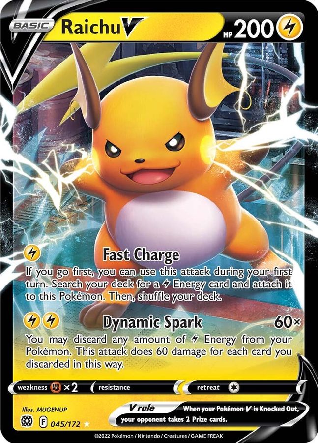 Buy Pokemon cards Australia - Raichu V 045/172 - Premium Raw Card from Monster Mart - Pokémon Card Emporium - Shop now at Monster Mart - Pokémon Cards Australia. Brilliant Stars, NEW 5 Jun