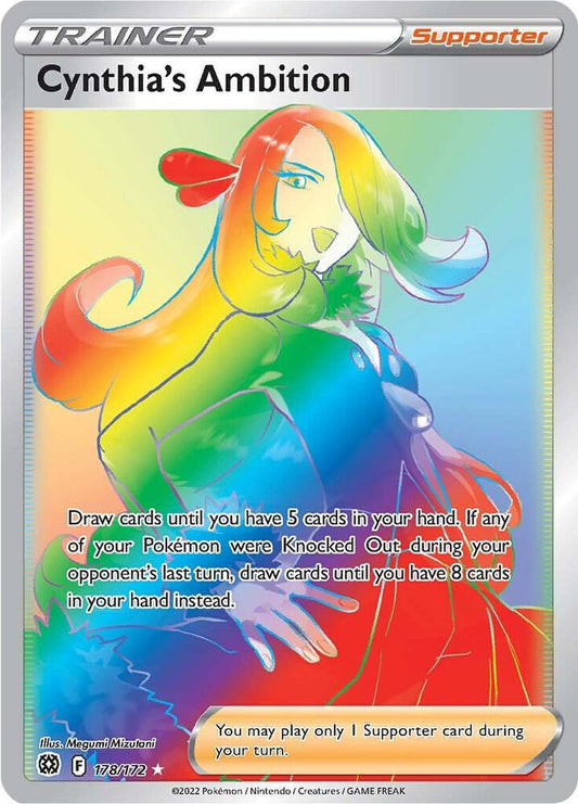 Buy Pokemon cards Australia - Cynthia's Ambition 178/172 - Premium Raw Card from Monster Mart - Pokémon Card Emporium - Shop now at Monster Mart - Pokémon Cards Australia. Brilliant Star, NEW 23 Aug, Rainbow, Secret Rare, Trainer