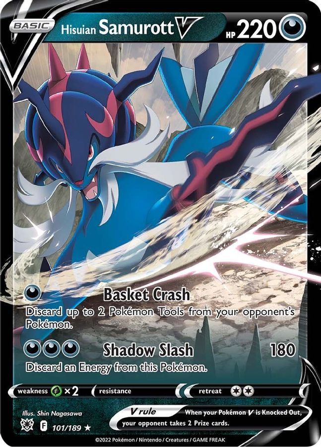 Buy Pokemon cards Australia - Samurott V 101/189 - Premium Raw Card from Monster Mart - Pokémon Card Emporium - Shop now at Monster Mart - Pokémon Cards Australia. Astral Radiance, New 24 Apr, Ultra Rare