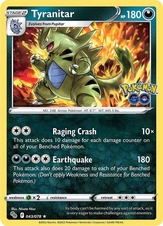 Buy Pokemon cards Australia - Tyranitar Holo 043/078 - Premium Raw Card from Monster Mart - Pokémon Card Emporium - Shop now at Monster Mart - Pokémon Cards Australia. NEW 20 May, Pokemon Go