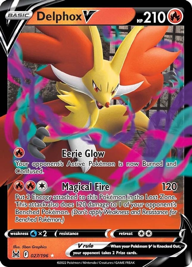 Buy Pokemon cards Australia - Delphox V 027/196 - Premium Raw Card from Monster Mart - Pokémon Card Emporium - Shop now at Monster Mart - Pokémon Cards Australia. Lost Origin, MMB30, New 24 Apr, Ultra Rare