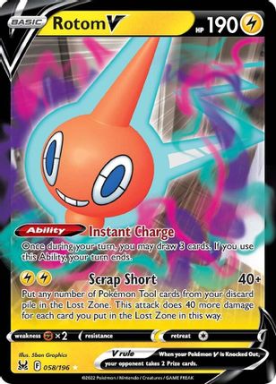 Buy Pokemon cards Australia - Rotom V 058/196 - Premium Raw Card from Monster Mart - Pokémon Card Emporium - Shop now at Monster Mart - Pokémon Cards Australia. Lost Origin, NEW 19 Jun