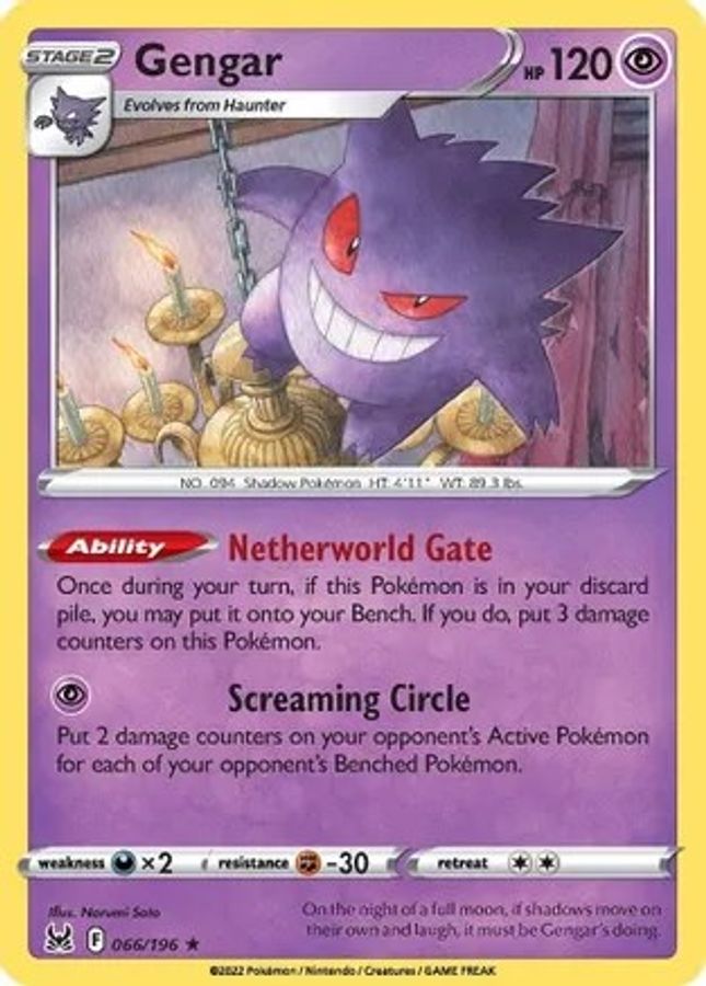 Buy Pokemon cards Australia - Gengar Reverse Holo 066/196 - Premium Raw Card from Monster Mart - Pokémon Card Emporium - Shop now at Monster Mart - Pokémon Cards Australia. Lost Origin, MMB50, New 24 Apr, Rare, Reverse Holo