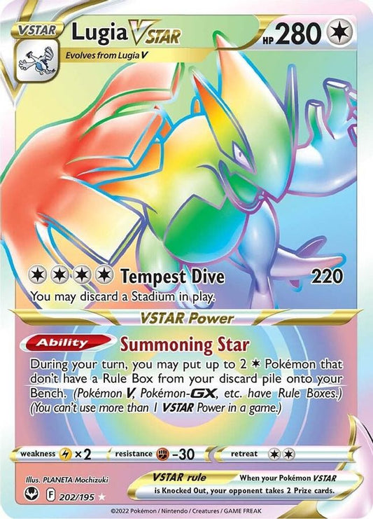 Buy Pokemon cards Australia - Lugia VSTAR 202/195 - Premium Raw Card from Monster Mart - Pokémon Card Emporium - Shop now at Monster Mart - Pokémon Cards Australia. New 24 Apr, Rainbow, Secret Rare, Silver Tempest, VSTAR