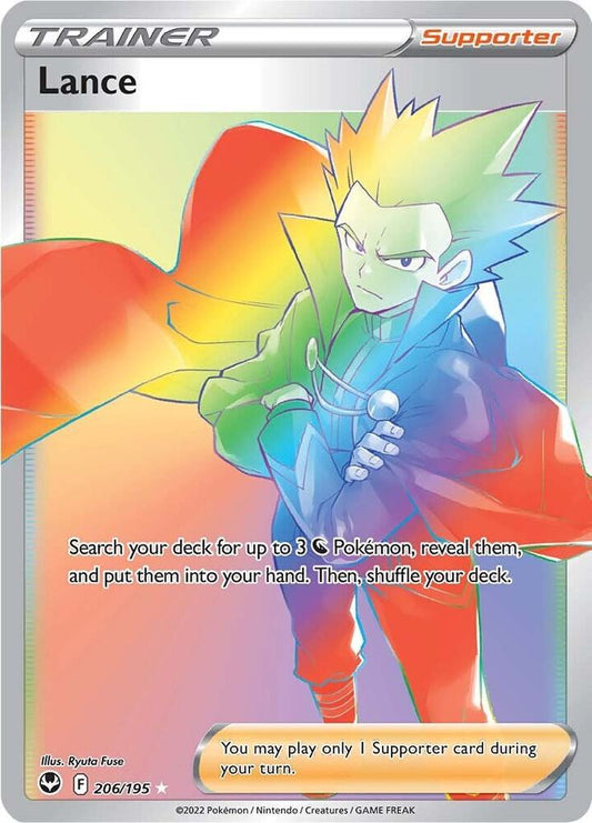 Buy Pokemon cards Australia - Lance 206/195 - Premium Raw Card from Monster Mart - Pokémon Card Emporium - Shop now at Monster Mart - Pokémon Cards Australia. NEW 8 Aug, Rainbow, Secret Rare, Trainer