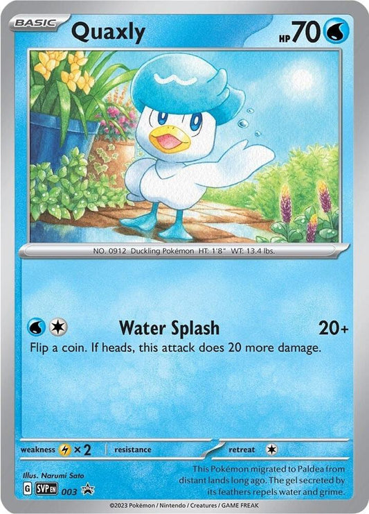 Buy Pokemon cards Australia - Quaxly 003 - Premium Raw Card from Monster Mart - Pokémon Card Emporium - Shop now at Monster Mart - Pokémon Cards Australia. NEW 28 Aug, Promo, Scarlet & Violet Promo