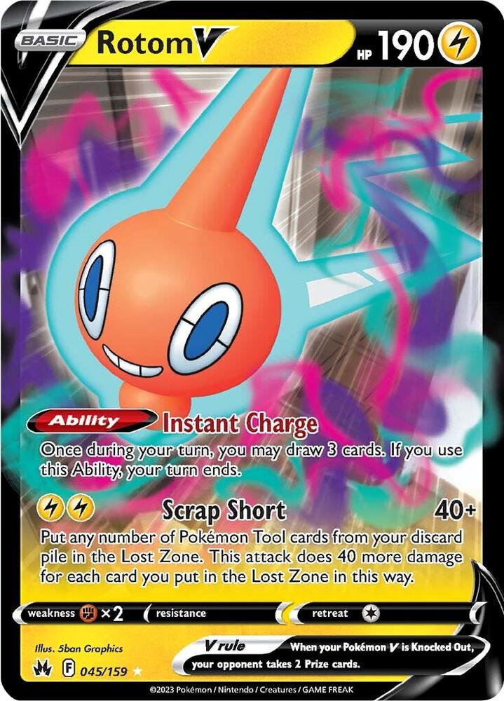 Buy Pokemon cards Australia - Rotom V 045/159 - Premium Raw Card from Monster Mart - Pokémon Card Emporium - Shop now at Monster Mart - Pokémon Cards Australia. Crown Zenith, NEW 8 Aug