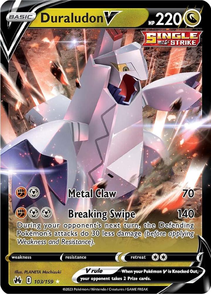 Buy Pokemon cards Australia - Duraludon V 103/159 - Premium Raw Card from Monster Mart - Pokémon Card Emporium - Shop now at Monster Mart - Pokémon Cards Australia. Crown Zenith, NEW 22 Jul