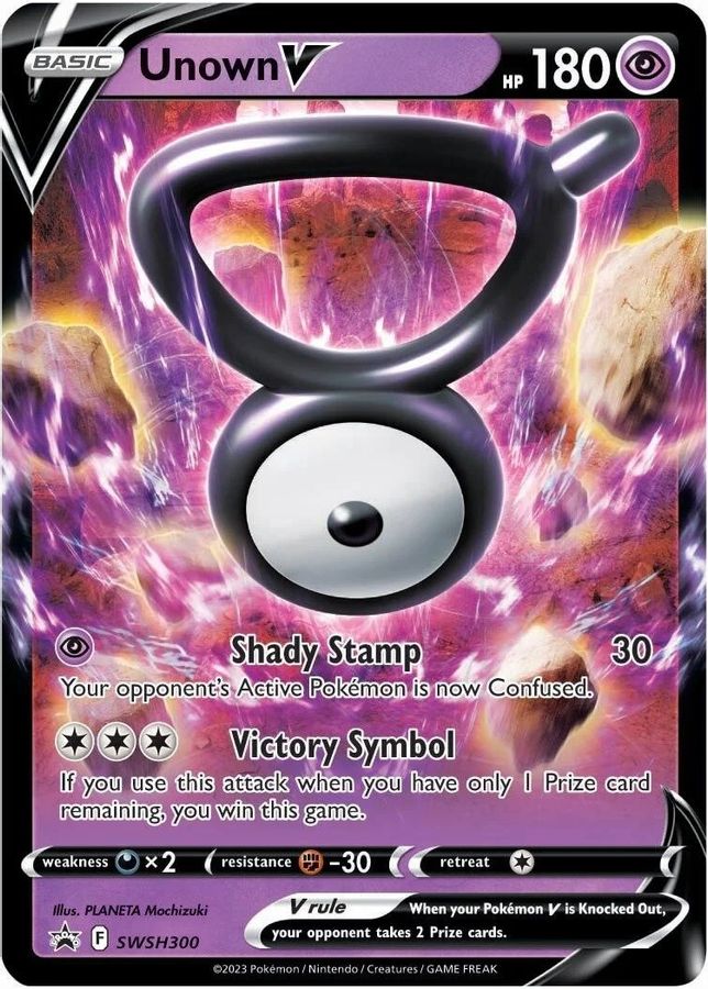 Buy Pokemon cards Australia - Unown V SWSH300 - Premium Raw Card from Monster Mart - Pokémon Card Emporium - Shop now at Monster Mart - Pokémon Cards Australia. NEW 8 May, Promo, Sword & Shield Promo