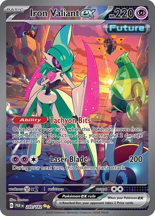 Buy Pokemon cards Australia - Iron Valiant EX 249/182 - Premium Raw Card from Monster Mart - Pokémon Card Emporium - Shop now at Monster Mart - Pokémon Cards Australia. EX, NEW 6 Nov, Paradox Rift, Special Illustration Rare