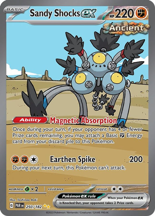 Buy Pokemon cards Australia - Sandy Shocks EX 250/182 - Premium Raw Card from Monster Mart - Pokémon Card Emporium - Shop now at Monster Mart - Pokémon Cards Australia. EX, NEW 1 July, Paradox Rift, Special Illustration Rare