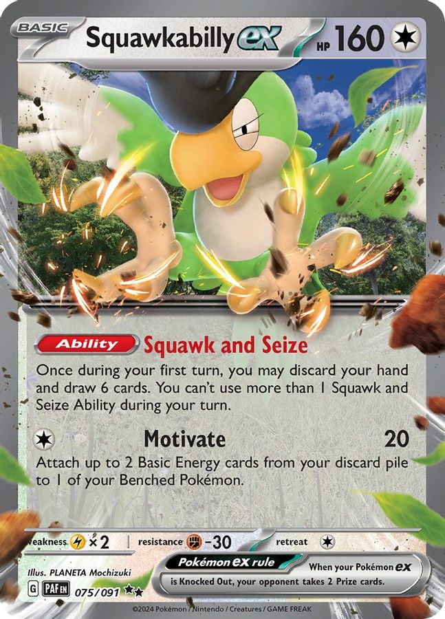 Buy Pokemon cards Australia - Squawkabilly EX 075/091 - Premium Raw Card from Monster Mart - Pokémon Card Emporium - Shop now at Monster Mart - Pokémon Cards Australia. EX, MMB50, Paldean Fates, Shiny Ultra Rare