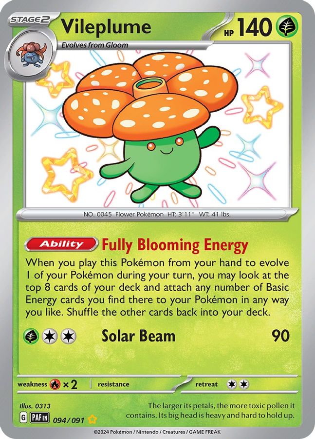 Buy Pokemon cards Australia - Vileplume 094/091 - Premium Raw Card from Monster Mart - Pokémon Card Emporium - Shop now at Monster Mart - Pokémon Cards Australia. Baby Shiny, New 25a Mar, Paldean Fates, Shiny Rare