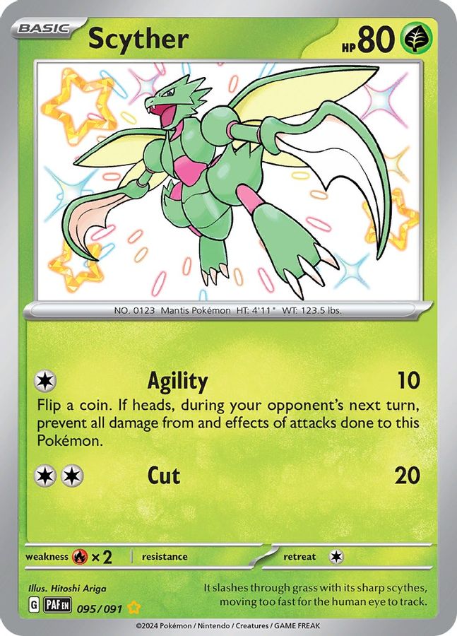 Buy Pokemon cards Australia - Scyther 095/091 - Premium Raw Card from Monster Mart - Pokémon Card Emporium - Shop now at Monster Mart - Pokémon Cards Australia. Baby Shiny, New 2 Apr, Paldean Fates, Shiny Rare