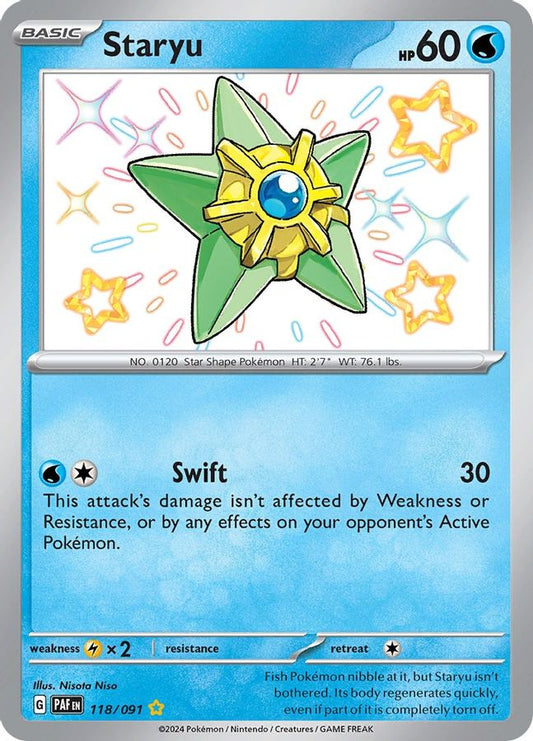 Buy Pokemon cards Australia - Staryu 118/091 - Premium Raw Card from Monster Mart - Pokémon Card Emporium - Shop now at Monster Mart - Pokémon Cards Australia. Baby Shiny, New 25a Mar, Paldean Fates, Shiny Rare