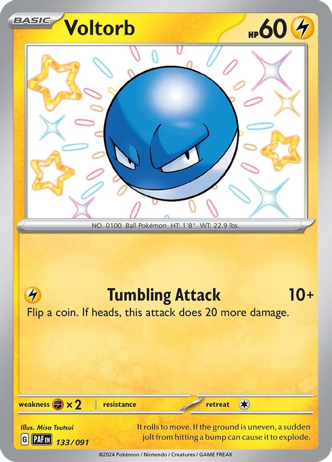 Buy Pokemon cards Australia - Voltorb 133/091 - Premium Raw Card from Monster Mart - Pokémon Card Emporium - Shop now at Monster Mart - Pokémon Cards Australia. Baby Shiny, MMB10, New 2 Apr, Paldean Fates, Shiny Rare