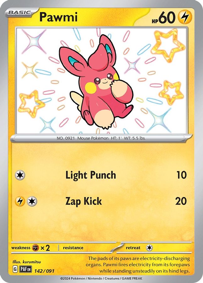 Buy Pokemon cards Australia - Pawmi 142/091 - Premium Raw Card from Monster Mart - Pokémon Card Emporium - Shop now at Monster Mart - Pokémon Cards Australia. Baby Shiny, New 25 Mar, Paldean Fates, Shiny Rare