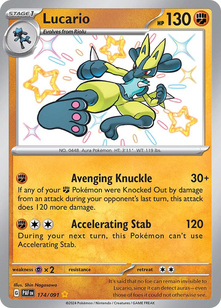 Buy Pokemon cards Australia - Lucario 174/091 - Premium Raw Card from Monster Mart - Pokémon Card Emporium - Shop now at Monster Mart - Pokémon Cards Australia. Baby Shiny, New 27 Feb, Paldean Fates, Shiny Rare