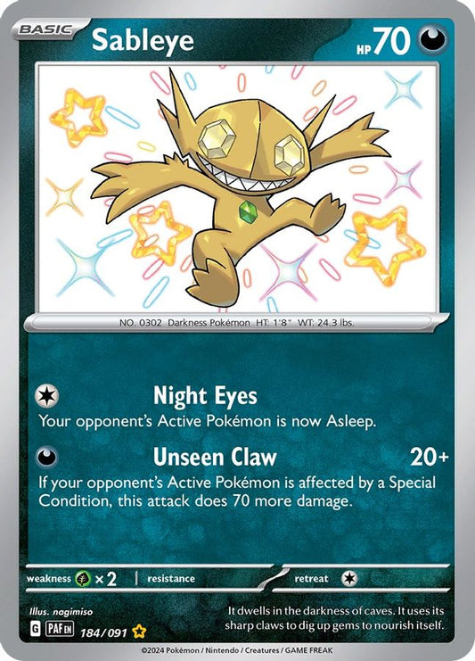 Buy Pokemon cards Australia - Sableye 184/091 - Premium Raw Card from Monster Mart - Pokémon Card Emporium - Shop now at Monster Mart - Pokémon Cards Australia. Baby Shiny, NEW 5 Jun, Paldean Fates, Shiny Rare