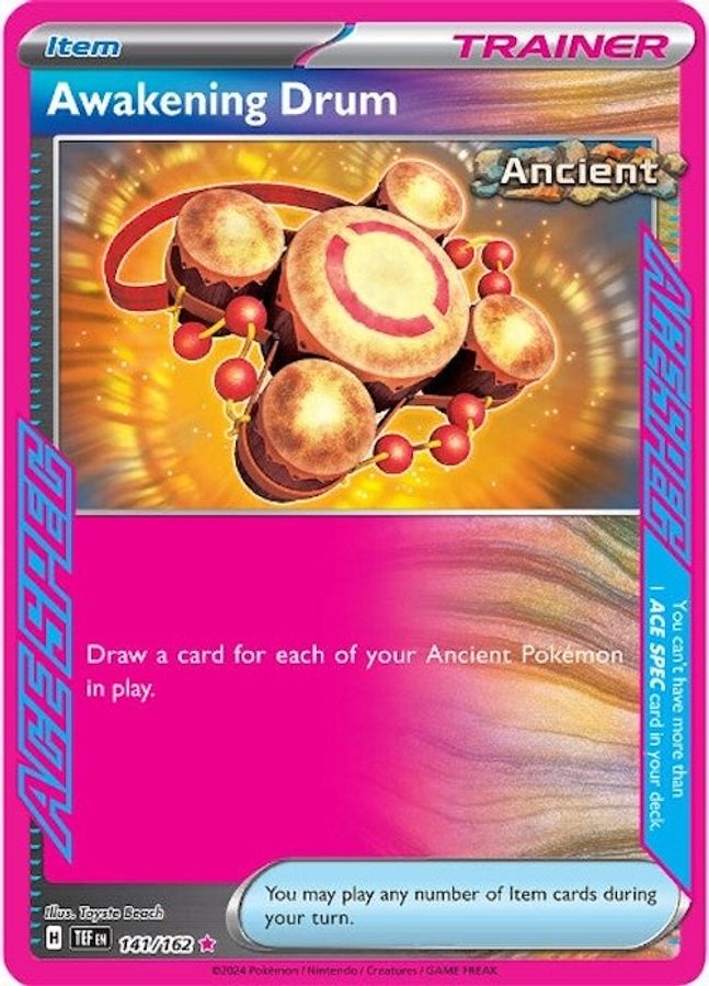 Buy Pokemon cards Australia - Awakening Drum 141/162 - Premium Raw Card from Monster Mart - Pokémon Card Emporium - Shop now at Monster Mart - Pokémon Cards Australia. ACE SPEC Rare, MMB10, New 25 Mar, Temporal Forces, Trainer