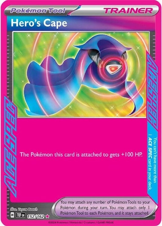 Buy Pokemon cards Australia - Hero's Cape 152/162 - Premium Raw Card from Monster Mart - Pokémon Card Emporium - Shop now at Monster Mart - Pokémon Cards Australia. ACE SPEC Rare, MMB10, New 25 Mar, Temporal Forces, Trainer