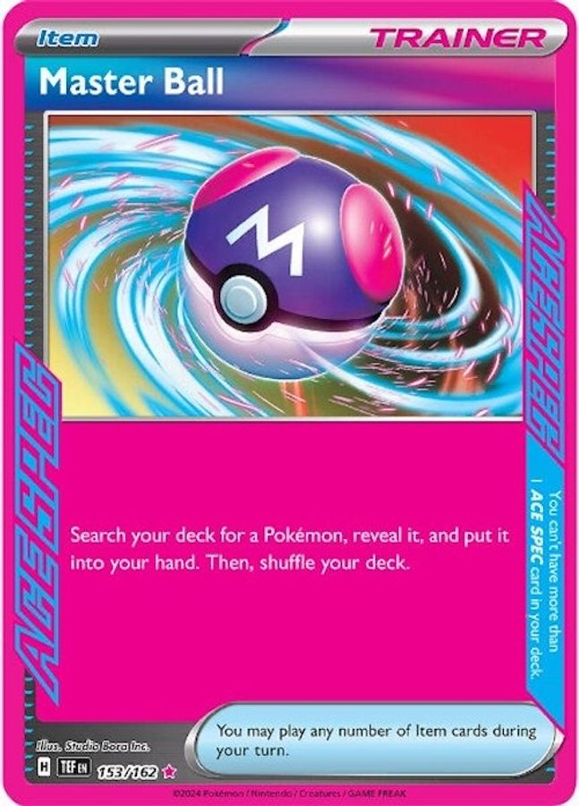 Buy Pokemon cards Australia - Master Ball 153/162 - Premium Raw Card from Monster Mart - Pokémon Card Emporium - Shop now at Monster Mart - Pokémon Cards Australia. ACE SPEC Rare, New 25 Mar, Temporal Forces, Trainer