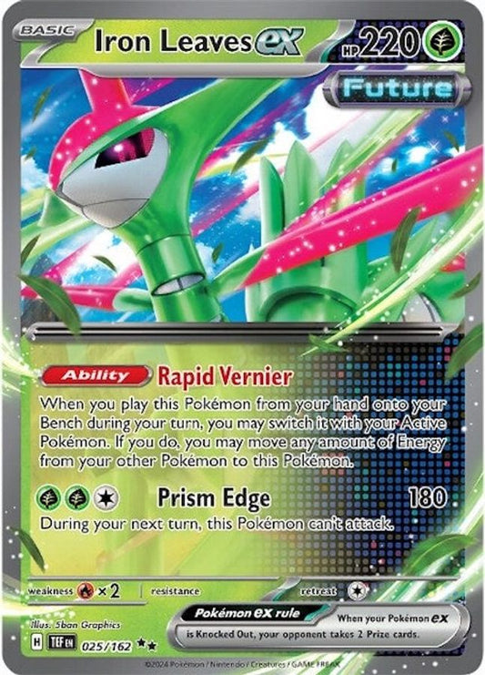 Buy Pokemon cards Australia - Iron Leaves EX 025/162 - Premium Raw Card from Monster Mart - Pokémon Card Emporium - Shop now at Monster Mart - Pokémon Cards Australia. Double Rare, EX, MMB10, New 25 Mar, Temporal Forces