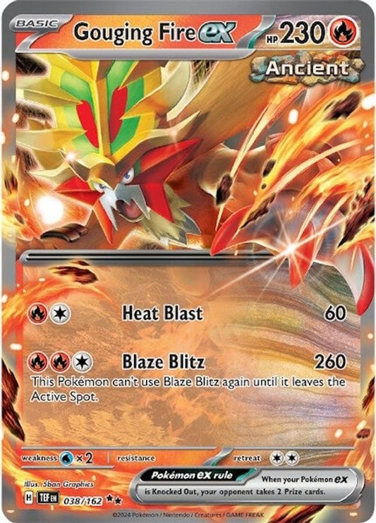 Buy Pokemon cards Australia - Gouging Fire EX 038/162 - Premium Raw Card from Monster Mart - Pokémon Card Emporium - Shop now at Monster Mart - Pokémon Cards Australia. Double Rare, EX, MMB30, New 25 Mar, Temporal Forces