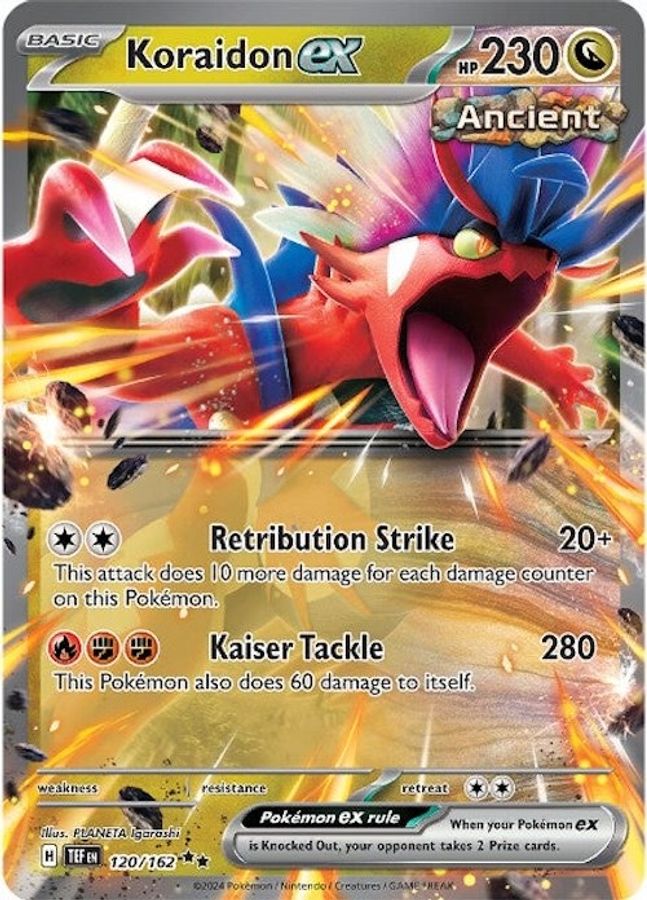 Buy Pokemon cards Australia - Koraidon EX 120/162 - Premium Raw Card from Monster Mart - Pokémon Card Emporium - Shop now at Monster Mart - Pokémon Cards Australia. Double Rare, EX, MMB40, New 25 Mar, Temporal Forces