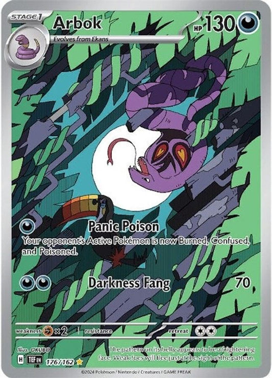 Buy Pokemon cards Australia - Arbok 176/162 - Premium Raw Card from Monster Mart - Pokémon Card Emporium - Shop now at Monster Mart - Pokémon Cards Australia. Illustration Rare, New 24 Apr, Temporal Forces